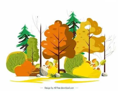 nature painting trees forest sketch colorful classic