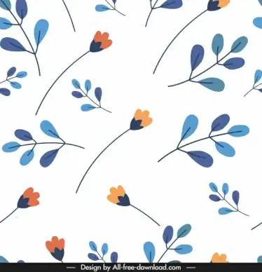 nature pattern bright colorful flat flowers leaves sketch