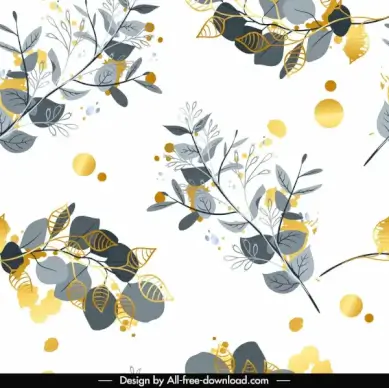 nature pattern elegant colored flat leaf branch decor