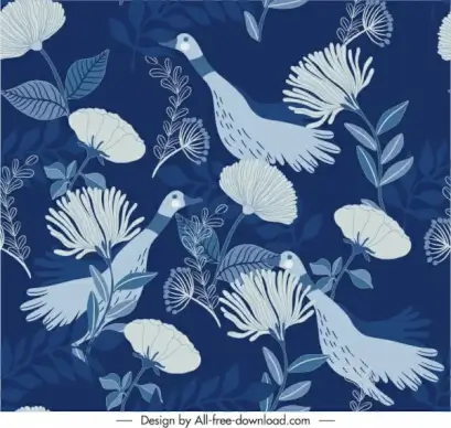 nature pattern template botany ducks sketch classic elegance