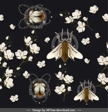 nature pattern template cherry blossom insects decor
