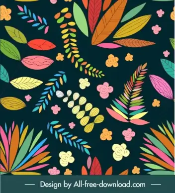 nature pattern template classic colorful petals leaves sketch