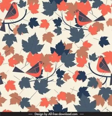 nature pattern template colorful classical birds leaves decor