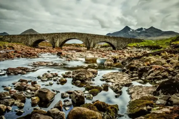nature picture rocks streamline bridge scene