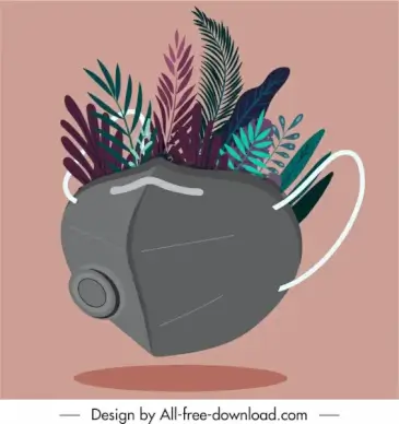 nature protection design element mask plants sketch