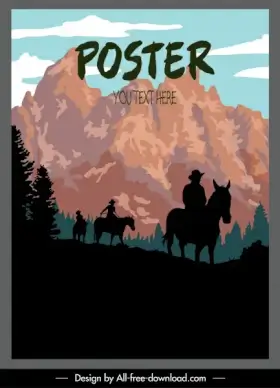 nature scenery poster classical silhouette sketch