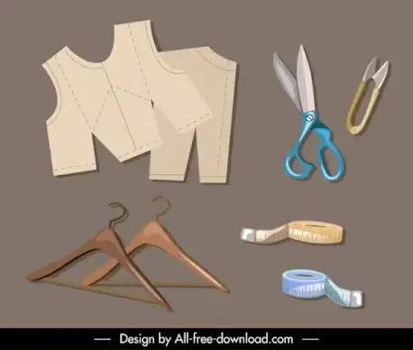 needlework design elements tools objects sketch classical design
