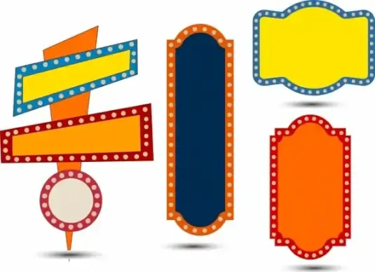 neon signboard collection various colorful shapes