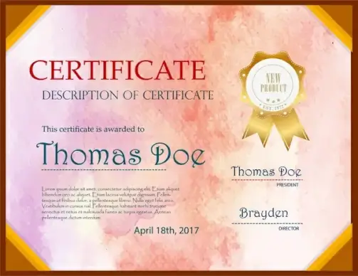 new product certificate illustration with retro pink style