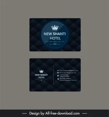 new shanti hotel luxurious business card template dark contrast crown geometry decor