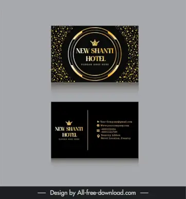 new shanti hotel luxurious business card template dark golden crown circle decor