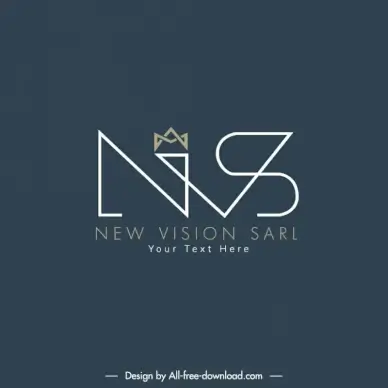 new vision sarl logo template elegant contrast flat stylized texts sketch