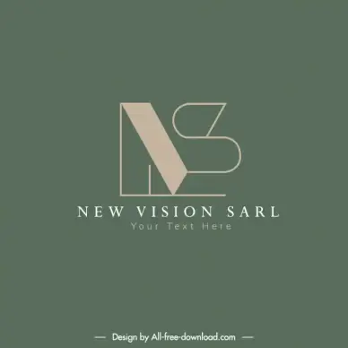 new vision sarl logotype stylized n s texts sketch