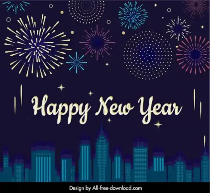 new year backdrop template dark dynamic firework city scene decor