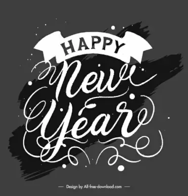 new year banner template dark black grunge calligraphy