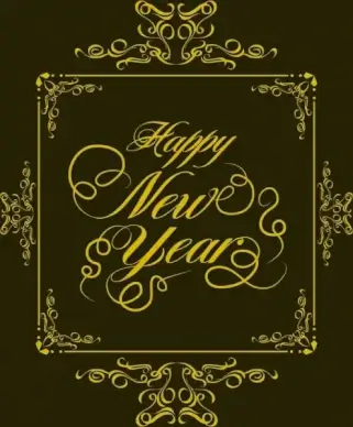 new year banner yellow classical frame decoration calligraphic design