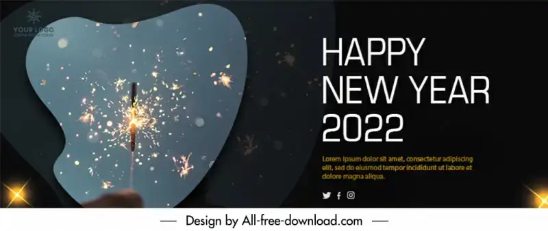 new year celebration facebook cover template dynamic realistic fireworks decor