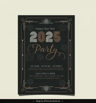 new year party invitaion card template dark symmetry