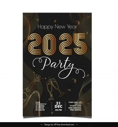 new year party invitaion card template modern dynamic elegance