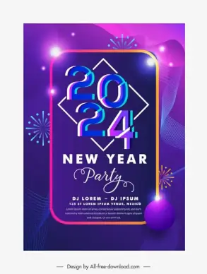 new year poster template dynamic shiny curves fireworks 