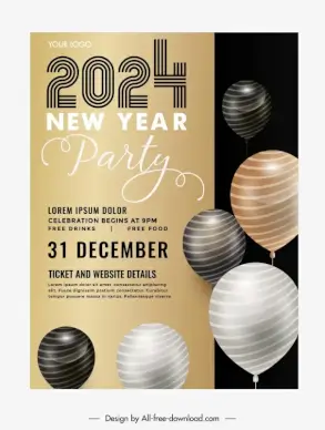 new year poster template shiny contrast balloons 