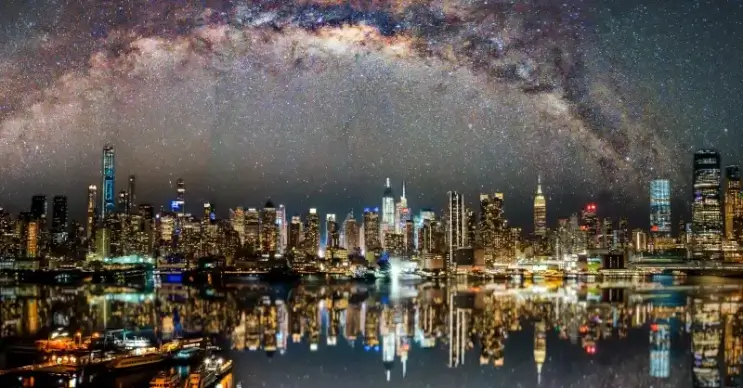 new york city scenery picture dark night modern infrastructures 