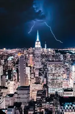 new york city scenery picture dynamic lightning scene 