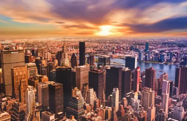 new york city scenery picture high view modern skyscrapers 