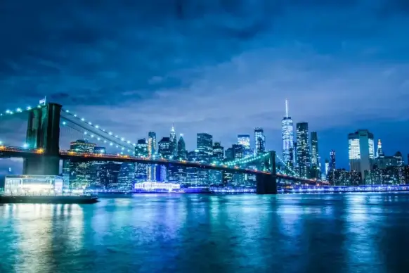 new york city scenery picture modern bridge dark twilight 
