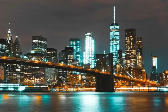 new york nighttime scenery picture elegant modern architectures 
