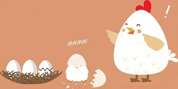 newborn chicken icons colored cartoon design