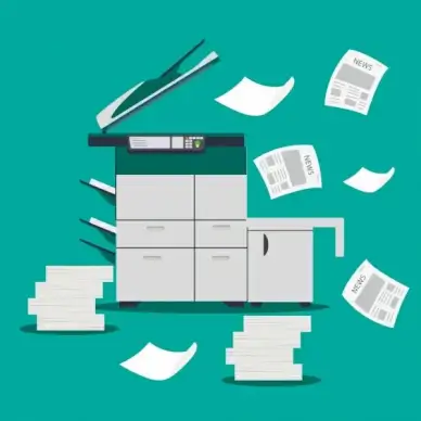 news media background photocopy machine papers icons decor