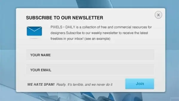 Newsletter Signup Form PSD