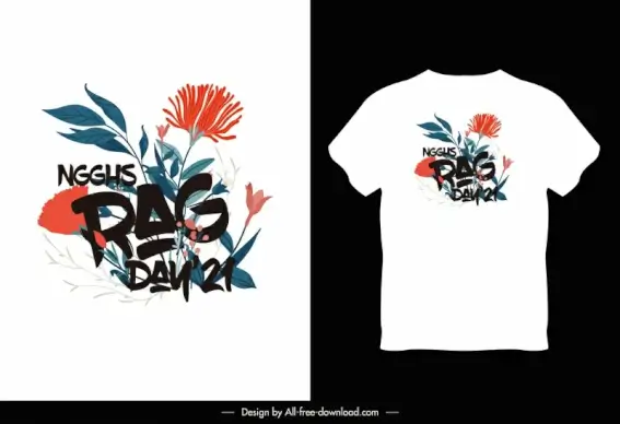 ngghs rag day21 texts decorated tshirt template elegant classical floral design