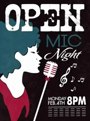 night music banner female singer icon retro design