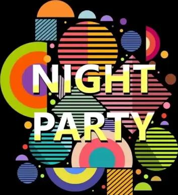 night party banner colorful flat geometric decor