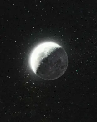 night sky picture sparkling stars full moon scene 