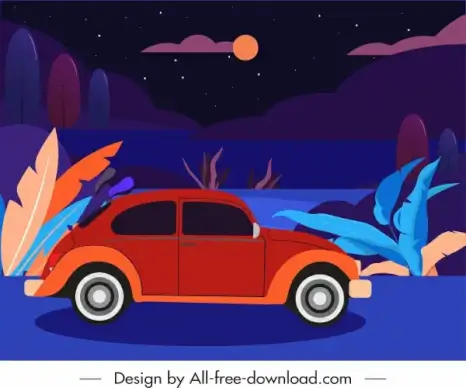 night trip scene background colorful dark classical design