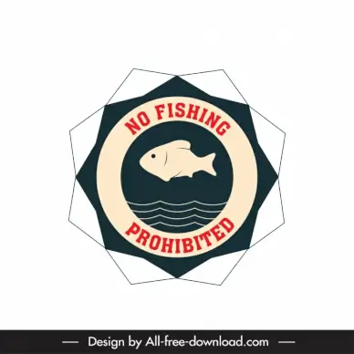 no fishing stamp flat geometrical serrated shape