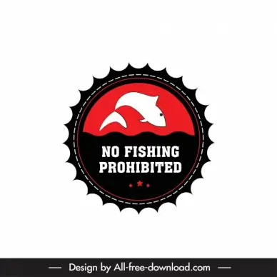 no fishing stamp template serrated circle shape dynamic jumping fish sketch