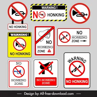 no honking zone sign board templates cross lines circle horn speakers sketch