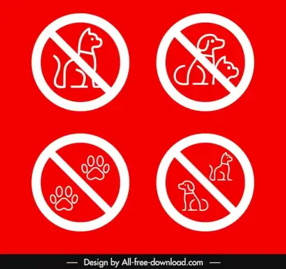 no pet allow labels collection flat silhouette handdraw