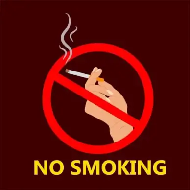 no smoking poster hand holding cigarette sign icon