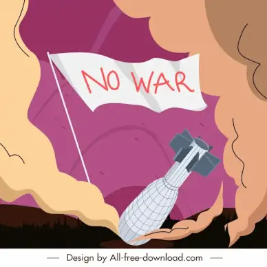no war banner template dynamic classical bomb smoke flag sketch