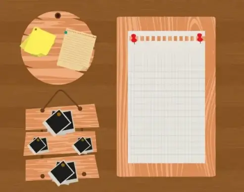 note paper icons isolation wooden wall surface decor
