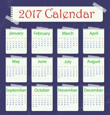 note paper style 2017 calendar templates