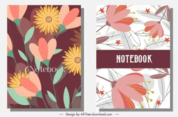 notebook cover templates colorful classic botany decor
