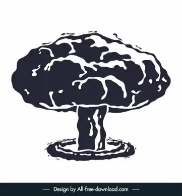 nuclear bomb icon dynamic silhouette smoke sketch