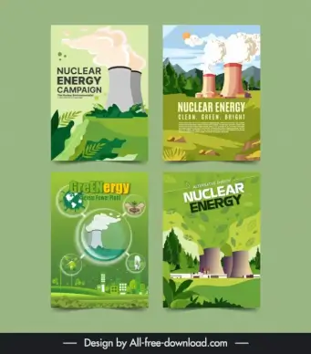 nuclear power energy poster templates plant nature scene 