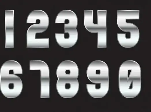 numbering background shiny grey metal icons